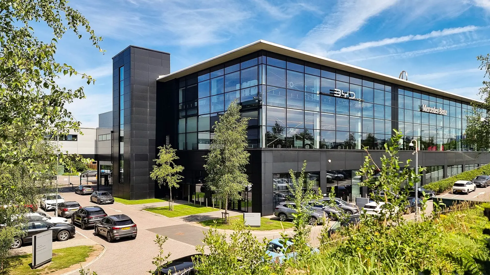 Glass-fronted car showroom