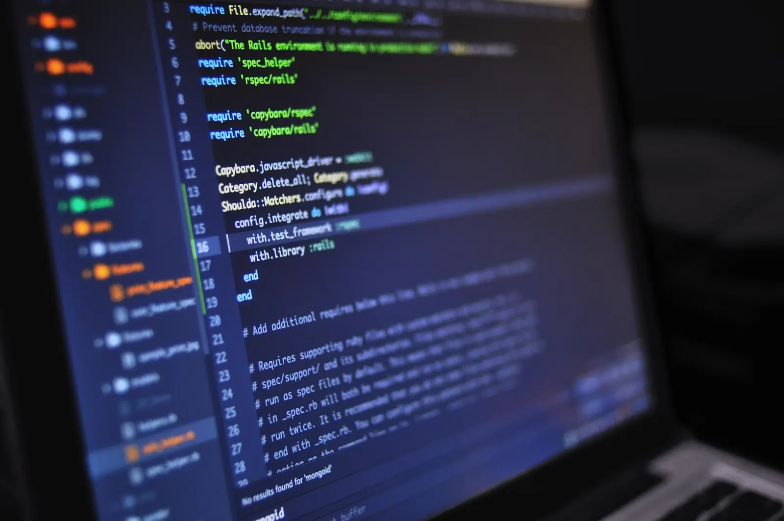 Software code on a laptop screen
