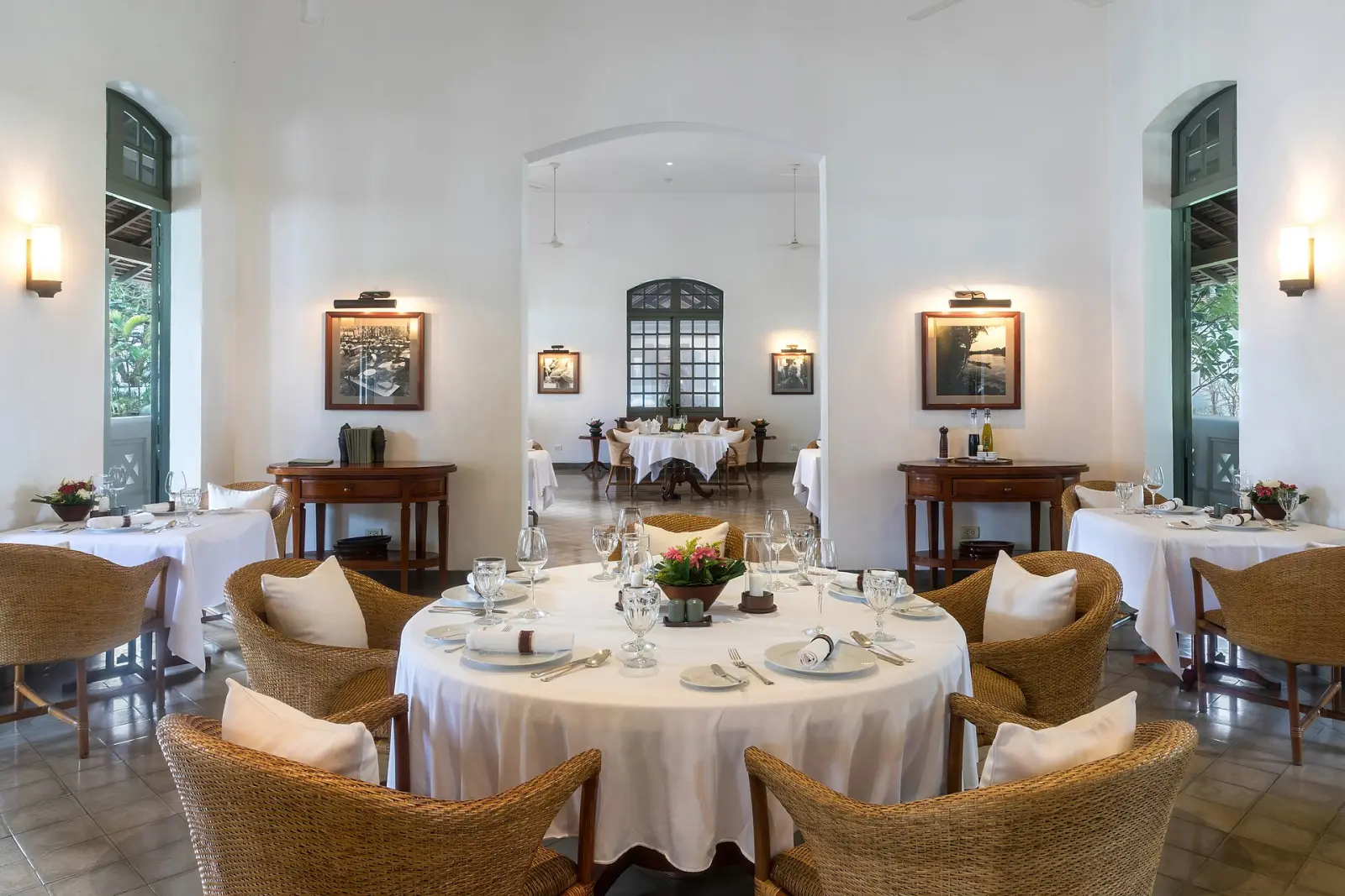 Bright restaurant dining room