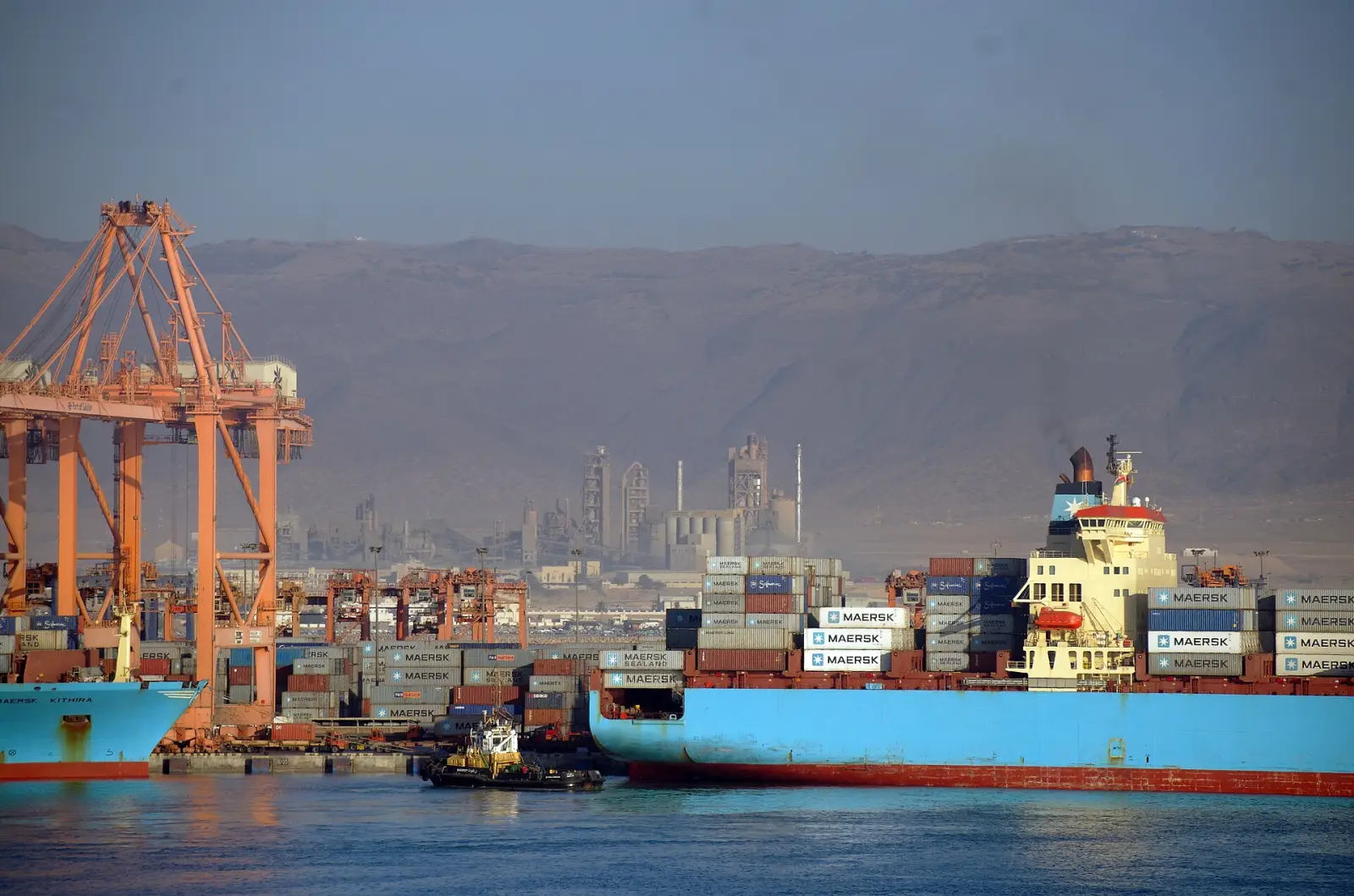 Container ship and cranes at the Port of Salalah