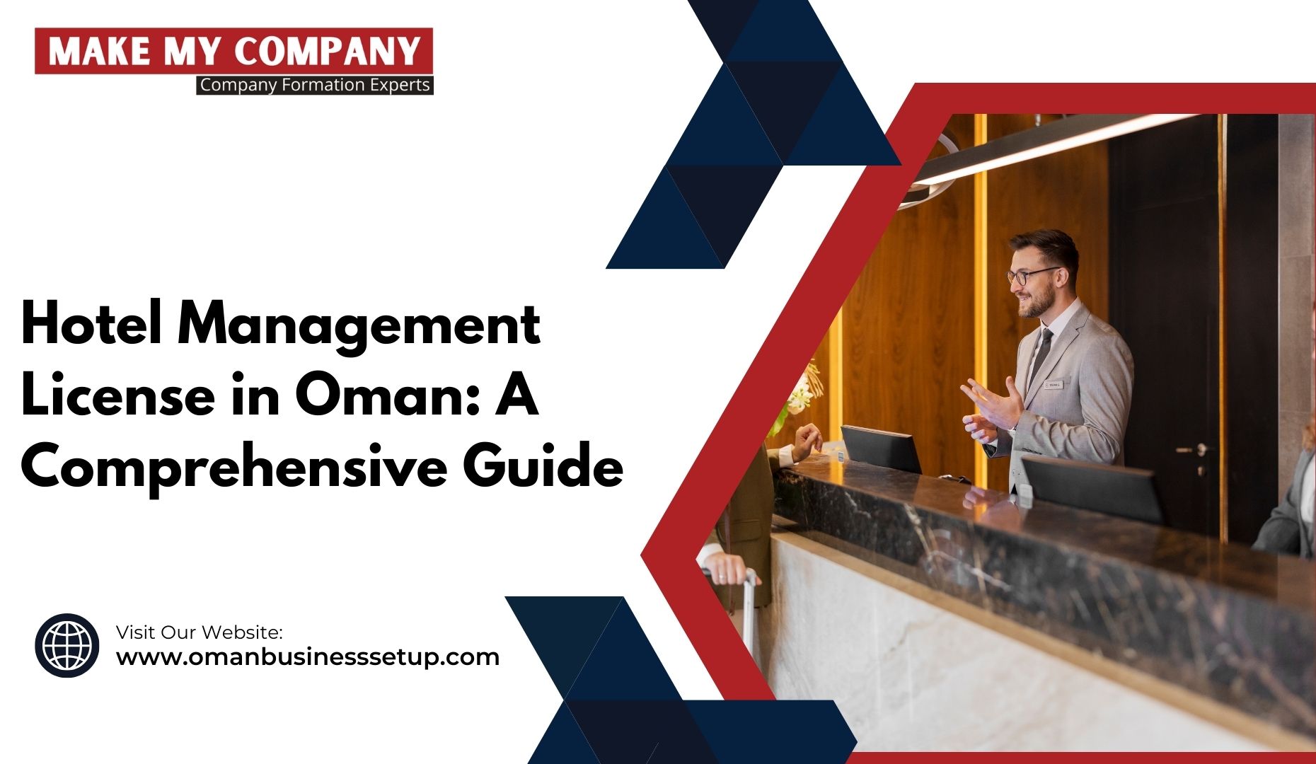 Illustration of hotel management professionals discussing licensing requirements in Oman